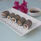 This sushi’s wrappers were cut by a Glowforge.